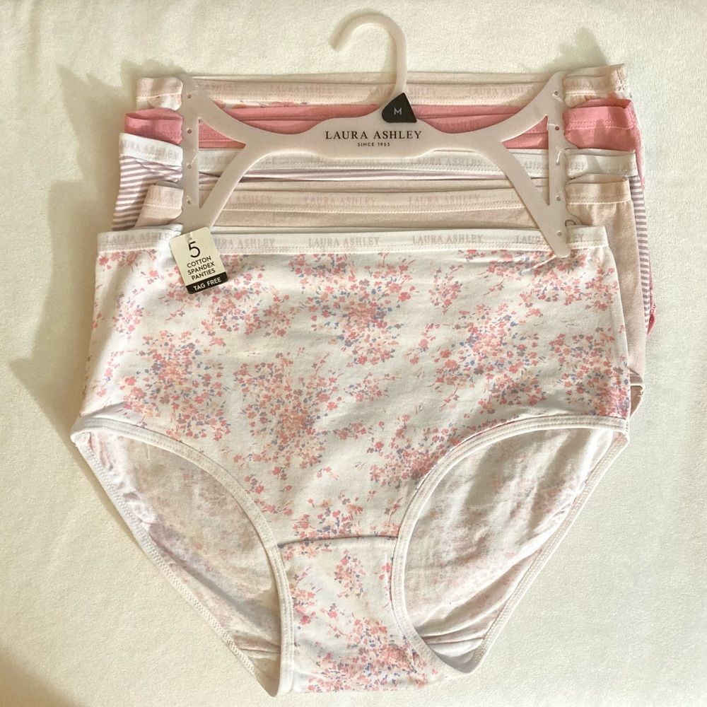 Laura Ashley 5 Pair Cotton Spandex Panties Briefs Medium Cottagecore Floral NWT